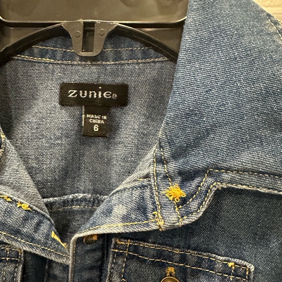 Zunie denim and white tulle with gold accents party dress - size 6 - Picture 4 of 6